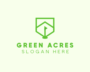 Green Golf Course Flag Shield logo design