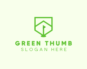 Green Golf Course Flag Shield logo design