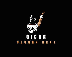 Skull Pipe Smoke logo design
