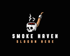 Skull Pipe Smoke logo design