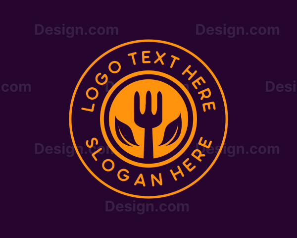 Organic Leaf Spoon Restaurant Logo