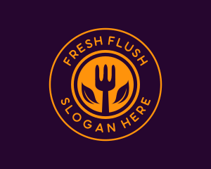 Organic Leaf Spoon Restaurant logo design