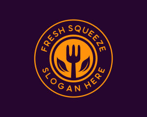 Organic Leaf Spoon Restaurant logo design