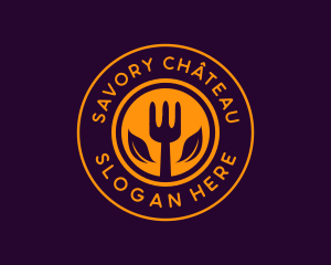 Organic Leaf Spoon Restaurant logo design