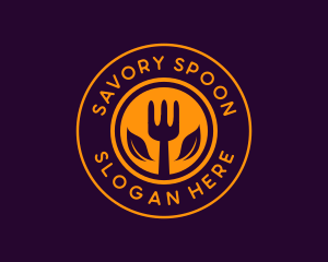 Organic Leaf Spoon Restaurant logo design