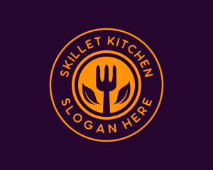 Organic Leaf Spoon Restaurant logo design