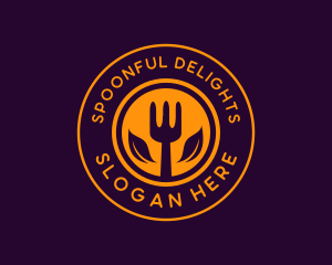 Organic Leaf Spoon Restaurant logo design