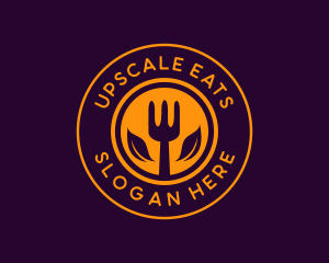 Organic Leaf Spoon Restaurant logo design