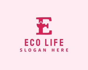 Pink Letter E Flower  logo design