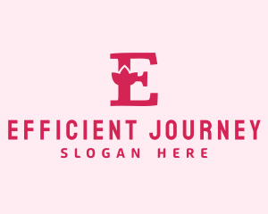 Pink Letter E Flower  logo design