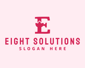 Pink Letter E Flower  logo design