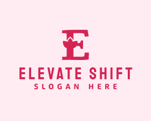 Pink Letter E Flower  logo design