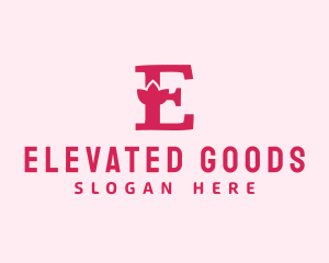 Pink Letter E Flower  logo design