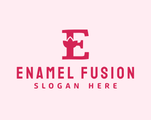 Pink Letter E Flower  logo design