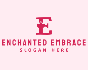 Pink Letter E Flower  logo design