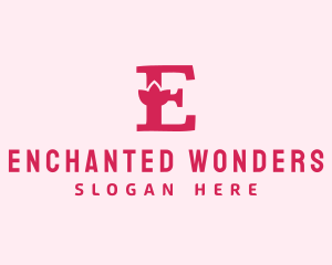 Pink Letter E Flower  logo design