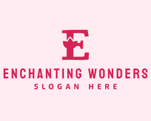 Pink Letter E Flower  logo design