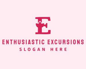 Pink Letter E Flower  logo design