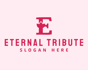 Pink Letter E Flower  logo design