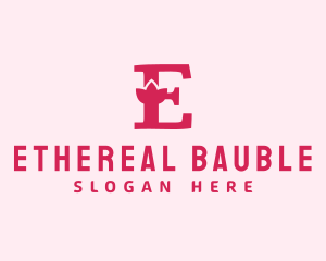 Pink Letter E Flower  logo design