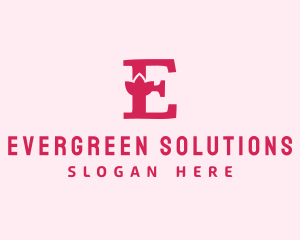 Pink Letter E Flower  logo design