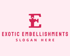 Pink Letter E Flower  logo design