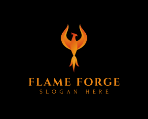 Flame Phoenix Bird logo design