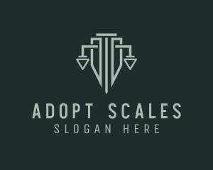 Pillar Shield Justice Scale logo design