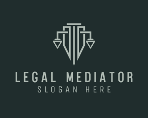 Pillar Shield Justice Scale logo design