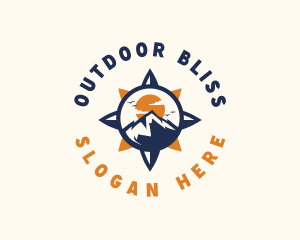 Mountain Outdoor Compass logo design