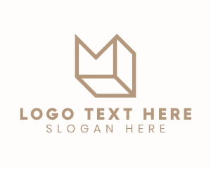 Elegant Brown Cube Letter M logo