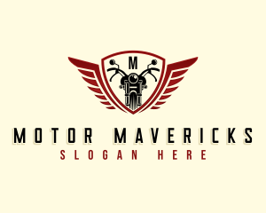 Motorcycle Shield Wings logo design