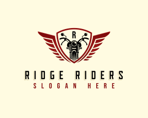 Motorcycle Shield Wings logo design