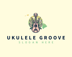 Floral Ukulele Hawaii logo design