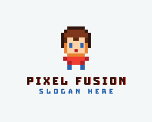 Pixelated Boy Avatar logo design