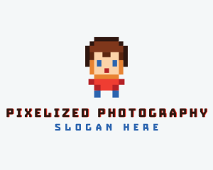 Pixelated Boy Avatar logo design