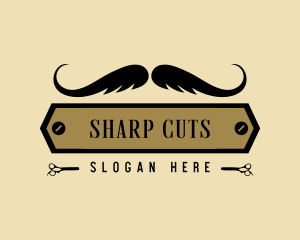 Barber Hair Moustache logo design