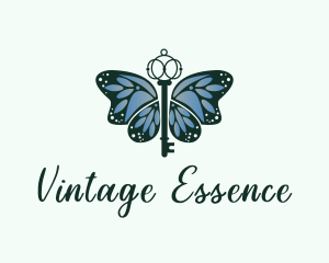 Vintage Key Butterfly logo