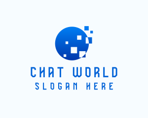 Blue Pixel Circle  logo design