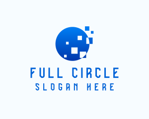 Blue Pixel Circle  logo design