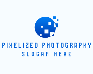 Blue Pixel Circle  logo design