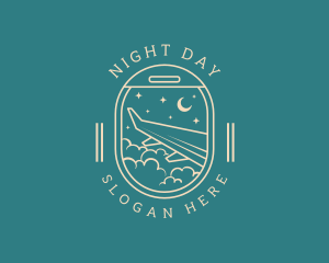 Airplane Night Travel  logo design