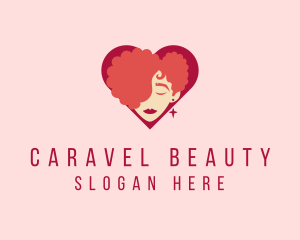 Curly Beauty Heart Woman logo design