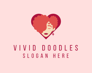 Curly Beauty Heart Woman logo design