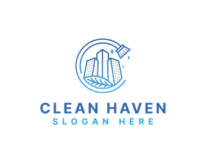 Building Broom Cleaning logo design