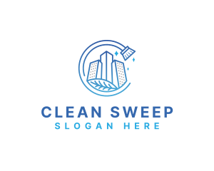 Building Broom Cleaning logo design