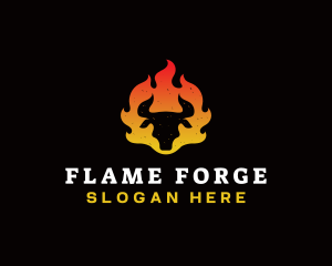 Flaming BBQ Steak logo design