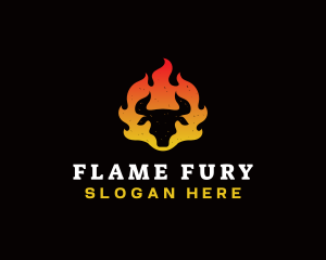 Flaming BBQ Steak logo design