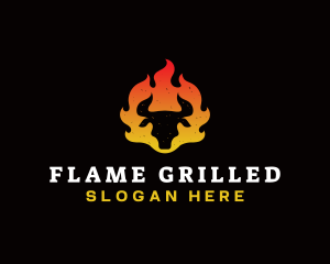 Flaming BBQ Steak logo design