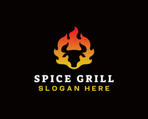 Flaming BBQ Steak logo design